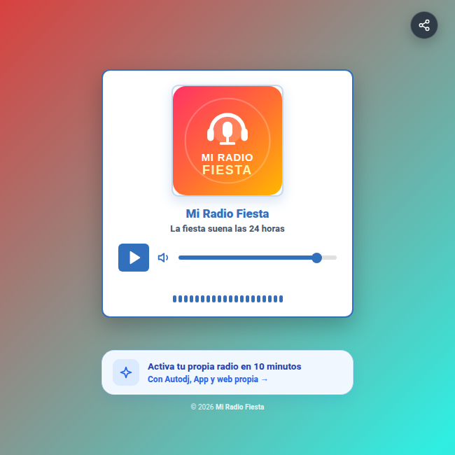 Modelo 10 - Tarjeta compacta blanca con ecualizador azul sobre fondo multicolor